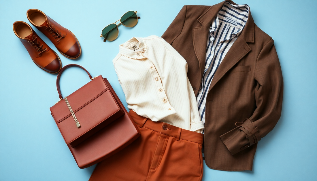 Stylish outfit flat lay featuring fashion essentials for day and night including shoes and accessories