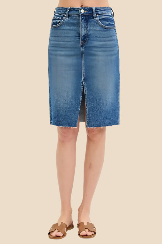 RISEN High Rise Front Slit Pencil Skirt
