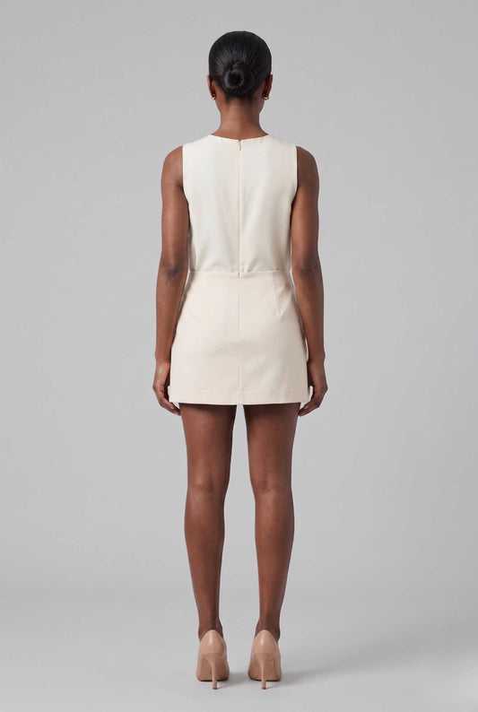 Virtual Model wearing The Cordelia Bow Skirt Taffeta Cream Mini Skirt