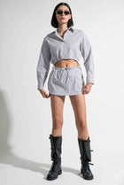 The Blair Striped Poplin Mini Skort