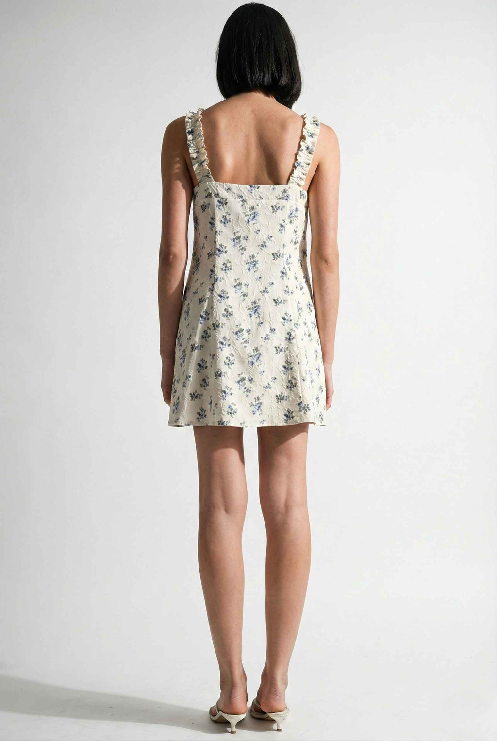 cecily mini dress MINI RUFFLE BOW TIE DRESS PALE YELLOW FLORAL / M