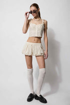 The Chloe Eyelet Bubble Mini Skirt