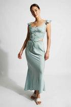 The Cleo Satin Drawstring Maxi Skirt