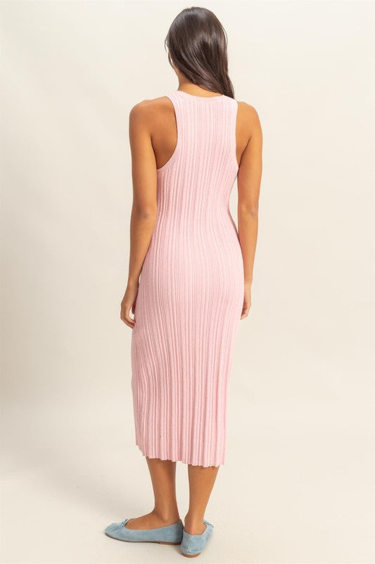 Round Neck Bodycon Ribbed Knit Dress