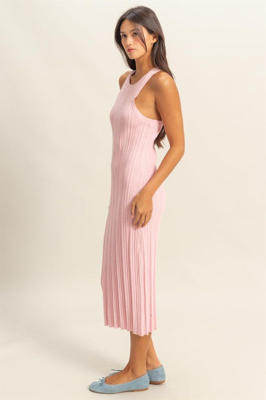 Round Neck Bodycon Ribbed Knit Dress