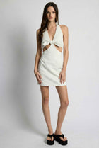 The Isla Embroidered Halter Mini