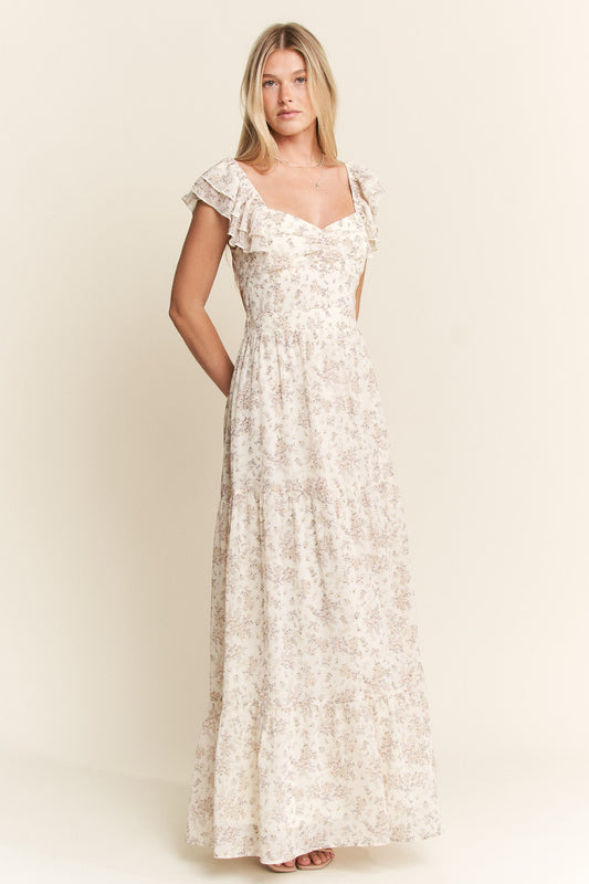 Ruffle Sleeve Tiered Maxi Dress
