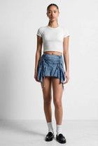 The Lola Ruched Denim Mini Skirt