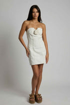 The Odette Rosette Denim Mini