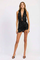 The Roxy Sequin Halter Mini