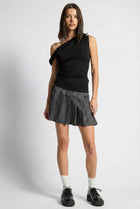 The Sutton Mixed-Media Pleated Mini