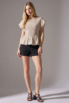 The Brittany Smocked Linen Blouse