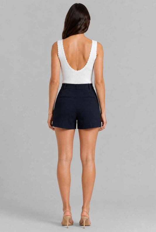Virtual Model wearing The Aida Scalloped Knit Top Scoop Neck Ribbed White Tank Top