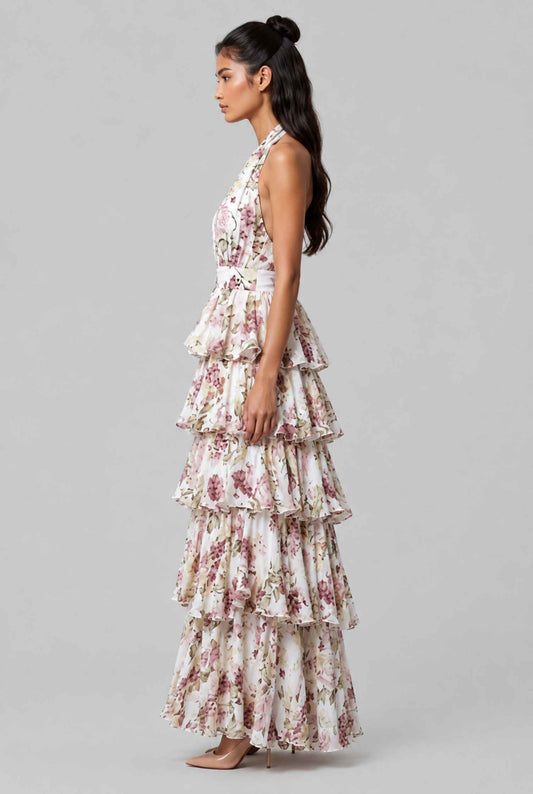Virtual Model wearing The Anastasia Dress Halter Tie Mauve Chiffon Dress