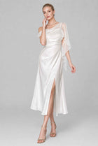 The Anya Draped Chiffon Satin Dress