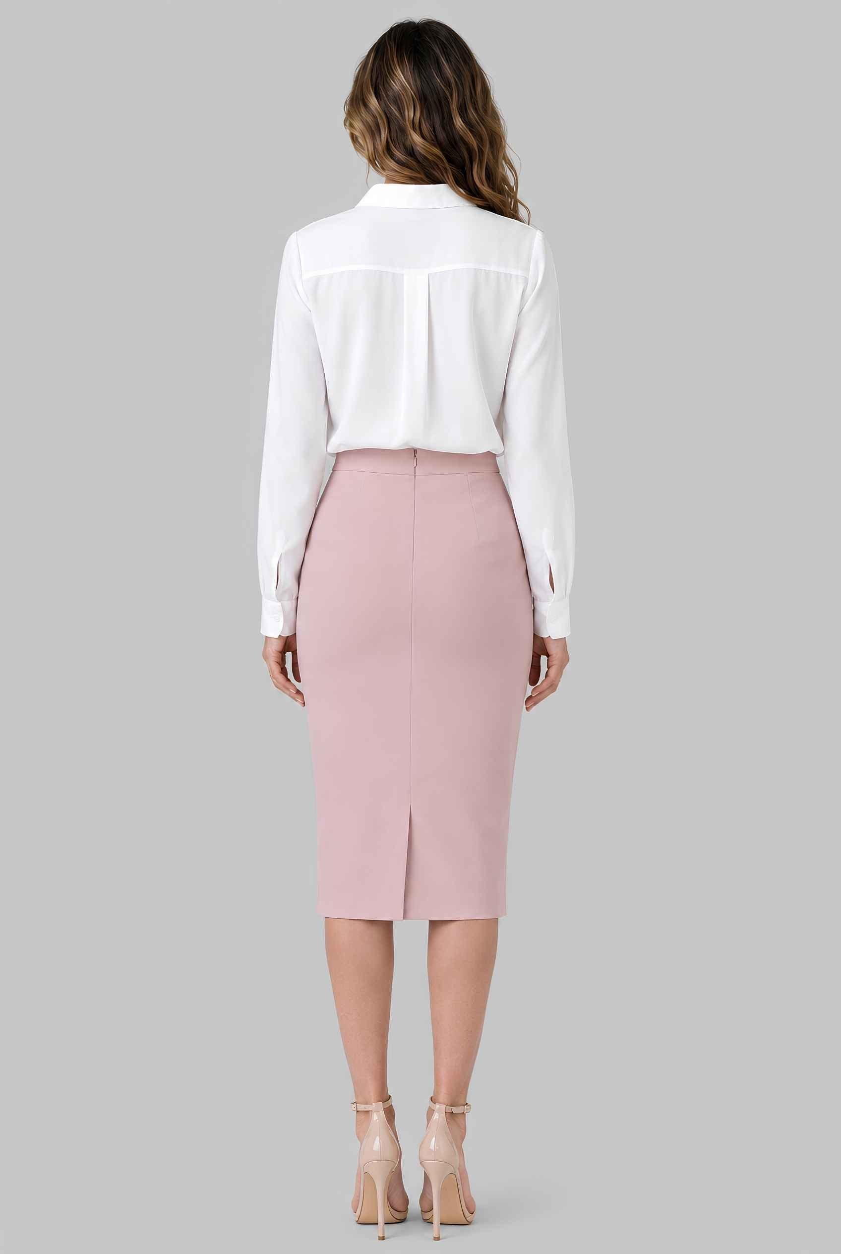 Virtual model wearing The Aria Ruffle Blouse Ruffle Georgette Button-Down Blouse in White