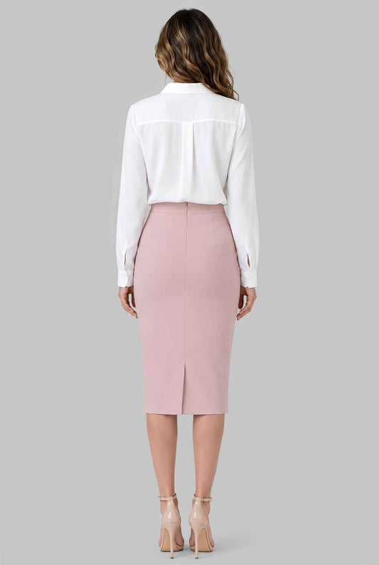 Virtual model wearing The Aria Ruffle Blouse Ruffle Georgette Button-Down Blouse in White