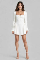The Celina Ruched Bow Mini Dress