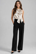 The Geneva Satin Bow Blouse