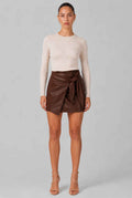 The Sienna Tied Leather Mini Skirt