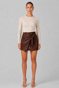 The Sienna Tied Leather Mini Skirt