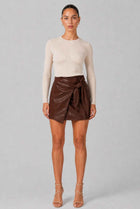The Sienna Tied Leather Mini Skirt