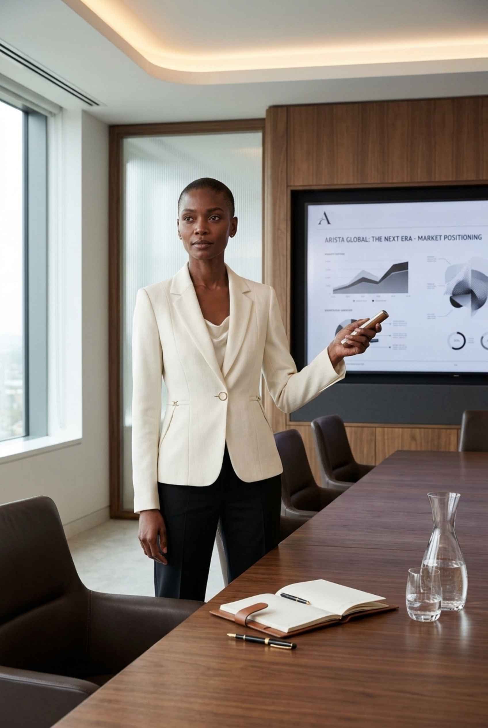 Virtual Model wearing The Victoria Tailored Blazer Slim-Fit Single-Button Off White Tailored Blazer