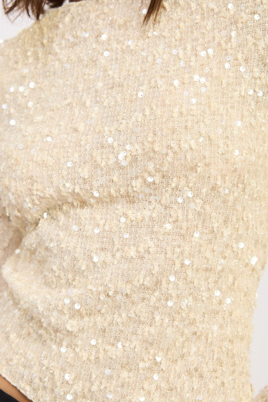 Emory Park Asymmetrical Sequin Top in Gold with a Textured Finish for Stylish Outfits