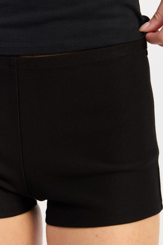 Emory Park Biker Mini Shorts in black featuring a comfortable and stylish fit for versatile use