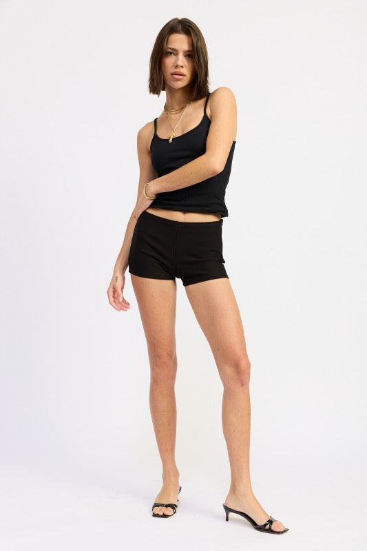 Emory Park Biker Mini Shorts in Black, perfect for casual and sporty outfits