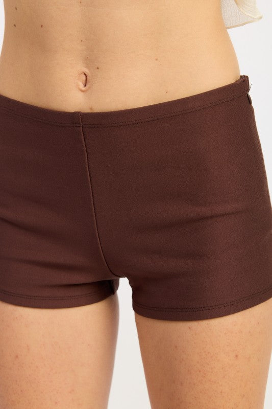 Emory Park Biker Mini Shorts in brown, perfect for stylish and comfortable summer outfits