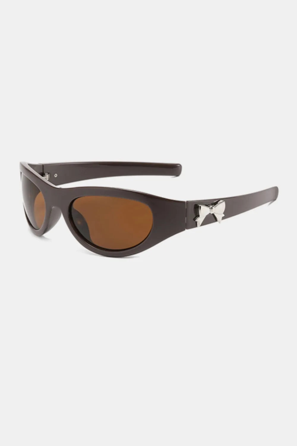 Trendy Bow Detail Sunglasses in Black with Brown Lenses for Stylish Eyewear Fashion