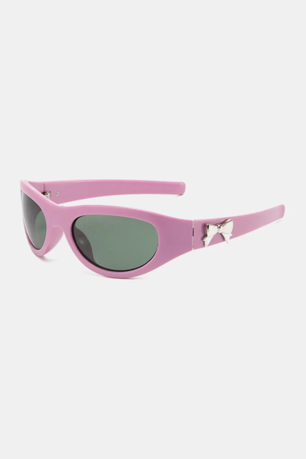 Pink Bow Detail Sunglasses with Stylish Frames and Green Lenses for Trendy Summer Look