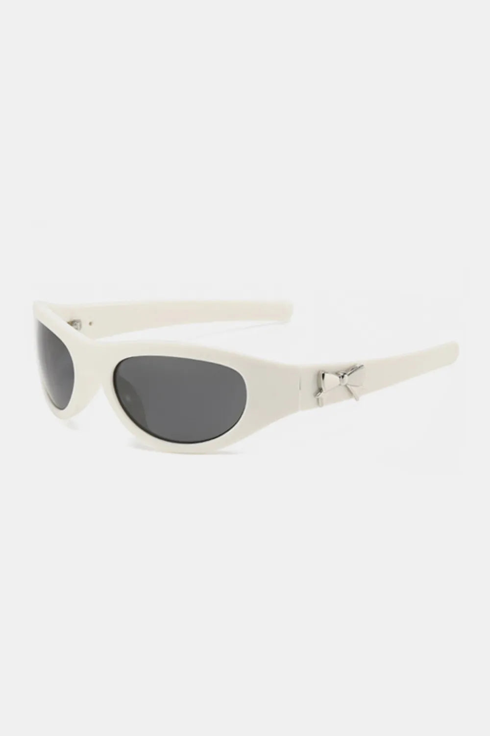 Bow Detail Sunglasses in White with Sleek Design and UV Protection