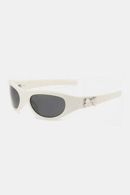 Bow Detail Sunglasses in White with Sleek Design and UV Protection