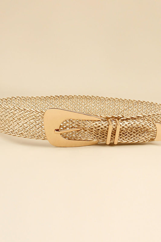 Stylish gold buckle braid belt perfect for enhancing any outfit with elegance