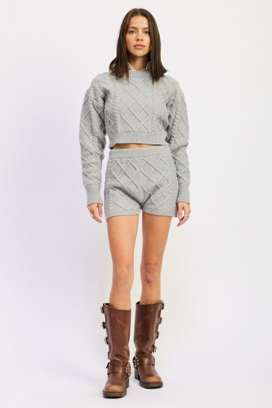 Emory Park Cable Knit Shorts in Gray with a Cozy Fit for Casual Style