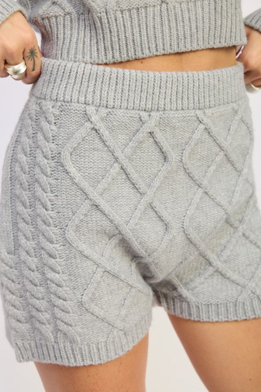 Emory Park Cable Knit Shorts in light gray with textured design for comfortable casual wear