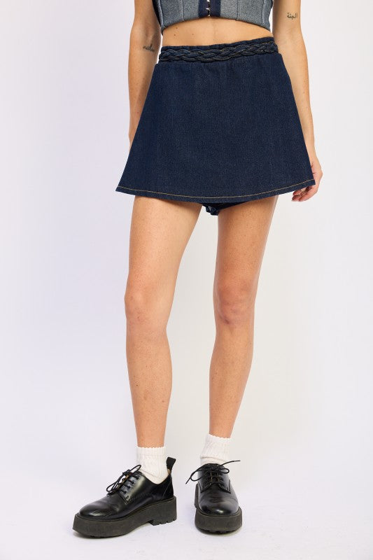 Emory Park Denim Skort With Elastic Waistband for Stylish and Comfortable Summer Wear