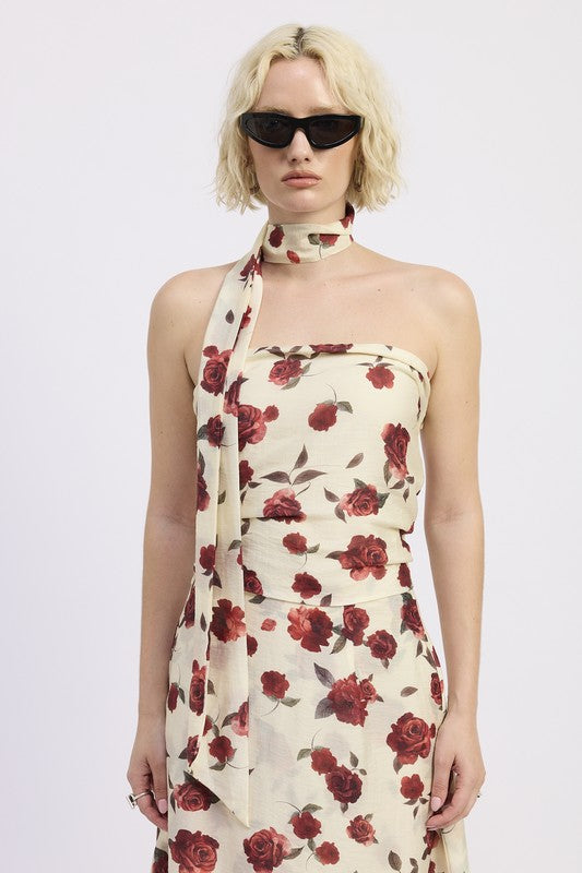 Emory Park Floral Print Foulard Top with a stylish neck tie and floral design for a chic summer look