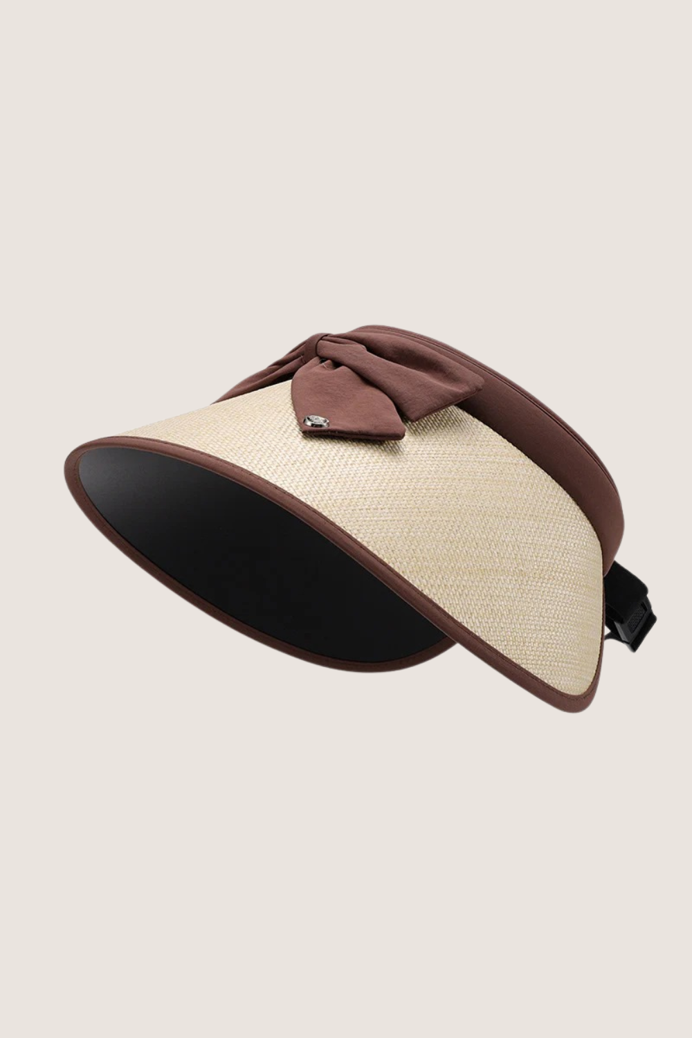 Natural grass wide brim hat with a stylish brown ribbon for sun protection
