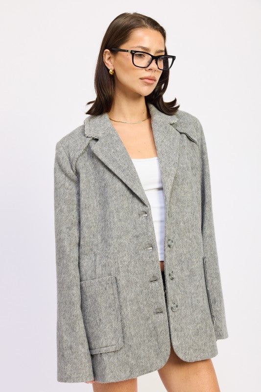 Emory Park Oversized Coat With Pockets in Grey with a Stylish, Relaxed Fit for Everyday Wear