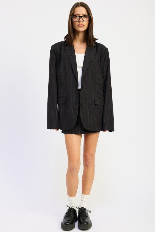 Emory Park Pinstripe Oversize Blazer in Black for a stylish and modern look