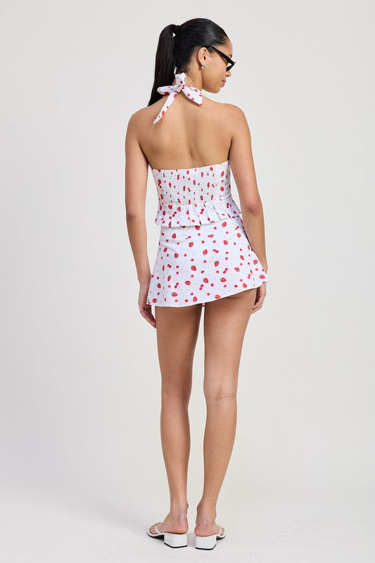 Emory Park Poplin Print Red Mini Skirt With Ribbon Trim, featuring a stylish design and vibrant colors perfect for summer