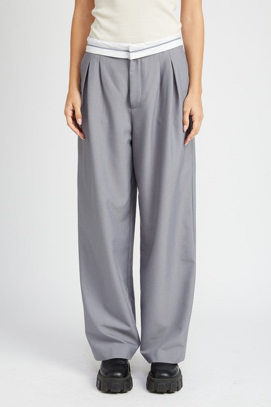Emory Park gray Reverse Waist Band Tailored Pants with pleated front and relaxed fit