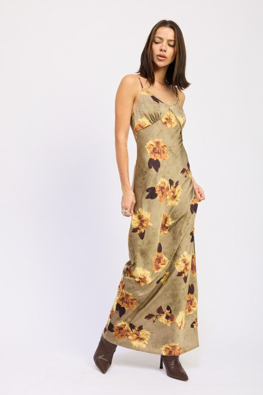 Emory Park Satin Midi Slip Dress in Floral Print for Elegant Summer Events