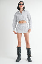 The Blair Striped Poplin Mini Skort