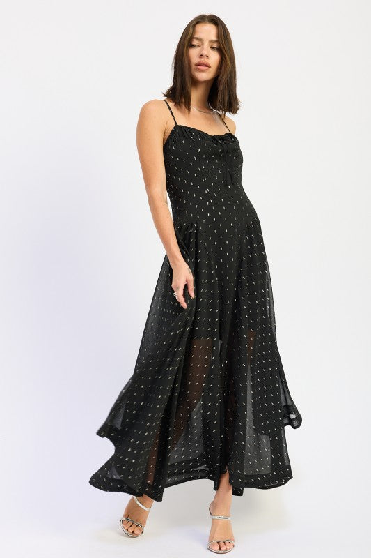 Emory Park Spaghetti Strap A-Line Maxi Dress in black with a flowy silhouette and elegant design