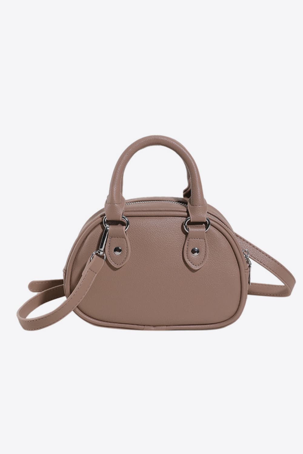 Stylish Vegan Leather Crossbody Bag in Tan with Dual Handles and Adjustable Strap