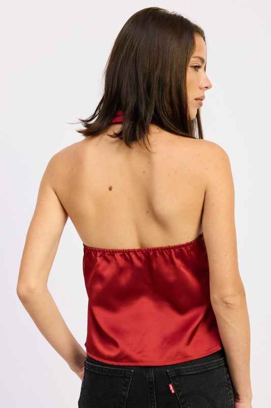 Emory Park One Shoulder Top With Scarf Detail in Red for a Stylish Summer Look
